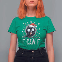 Funny F Caw F Christmas Crow T Shirt For Women Santa Raven Xmas Holiday - Wonder Print Shop