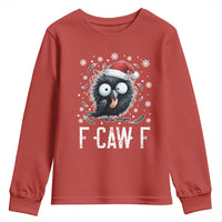 Funny F Caw F Christmas Crow Youth Sweatshirt Santa Raven Xmas Holiday - Wonder Print Shop