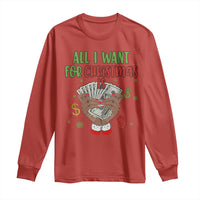 Funny All I Want For Christmas Is Money Long Sleeve Shirt Xmas Melanin Black African American Hands