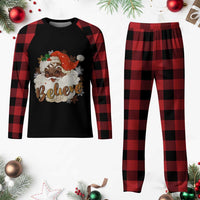 Funny Retro Black Santa Xmas Plaid Pajama Set Believe African American Xmas - Wonder Print Shop
