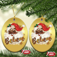 Funny Retro Black Santa Xmas Christmas Ornament Believe African American Xmas - Wonder Print Shop