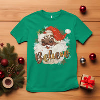 Funny Retro Black Santa Christmas T Shirt Believe African American Xmas - Wonder Print Shop