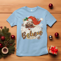 Funny Retro Black Santa Christmas T Shirt Believe African American Xmas - Wonder Print Shop