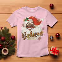 Funny Retro Black Santa Christmas T Shirt Believe African American Xmas - Wonder Print Shop