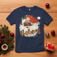 Funny Retro Black Santa Christmas T Shirt Believe African American Xmas - Wonder Print Shop
