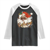 Funny Retro Black Santa Christmas Raglan Shirt Believe African American Xmas - Wonder Print Shop