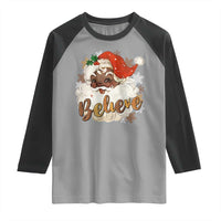 Funny Retro Black Santa Christmas Raglan Shirt Believe African American Xmas - Wonder Print Shop