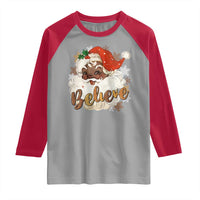 Funny Retro Black Santa Christmas Raglan Shirt Believe African American Xmas - Wonder Print Shop
