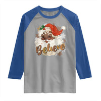 Funny Retro Black Santa Christmas Raglan Shirt Believe African American Xmas - Wonder Print Shop