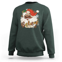 Funny Retro Black Santa Christmas Sweatshirt Believe African American Xmas - Wonder Print Shop