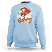Funny Retro Black Santa Christmas Sweatshirt Believe African American Xmas - Wonder Print Shop