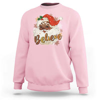 Funny Retro Black Santa Christmas Sweatshirt Believe African American Xmas - Wonder Print Shop