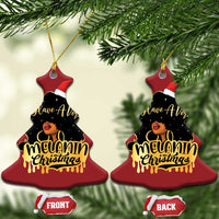 Have A Melanin Xmas African American Santa Girl Xmas Christmas Ornament - Wonder Print Shop