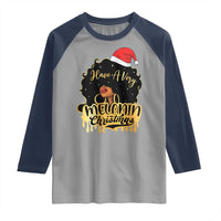 Have A Melanin Christmas African American Santa Girl Xmas Raglan Shirt - Wonder Print Shop