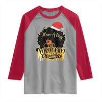 Have A Melanin Christmas African American Santa Girl Xmas Raglan Shirt - Wonder Print Shop