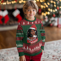 African American Xmas Ugly Christmas Sweater Santa's Favorite Melanin Santa Girl - Wonder Print Shop