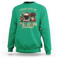 Funny African American Christmas Sweatshirt Hangin With My Melanin Gnomies Afro Gnomes - Wonder Print Shop