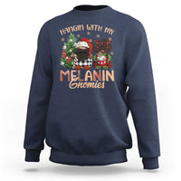 Funny African American Christmas Sweatshirt Hangin With My Melanin Gnomies Afro Gnomes - Wonder Print Shop