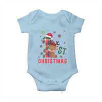 My First Christmas Cute Reindeer Santa Hat Baby Onesie