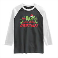 Funny The Baby Who Stole Christmas Raglan Shirt First Xmas Santa Hat Mistletoe - Wonder Print Shop