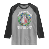 Christmas Nakatomi Plaza Raglan Shirt Christmas Party 1988 Xmas Wreath - Wonder Print Shop