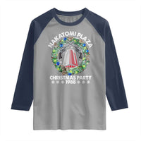 Christmas Nakatomi Plaza Raglan Shirt Christmas Party 1988 Xmas Wreath - Wonder Print Shop
