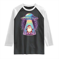 Funny Christmas Santa Alien Neon UFO Raglan Shirt - Wonder Print Shop