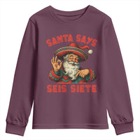 Funny Mexican Christmas 67 Youth Sweatshirt Santa Says Seis Siete Cholo Claus - Wonder Print Shop