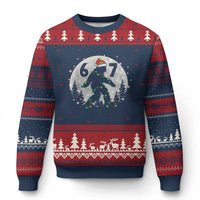 Funny Bigfoot 67 Christmas Night Stroll Moon Sasquatch Ugly Christmas Sweater - Wonder Print Shop