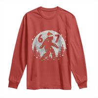 Funny Bigfoot 67 Christmas Night Stroll Moon Sasquatch Long Sleeve Shirt - Wonder Print Shop