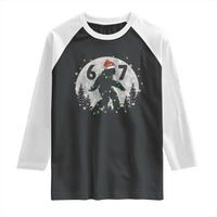 Funny Bigfoot 67 Christmas Night Stroll Moon Sasquatch Raglan Shirt - Wonder Print Shop