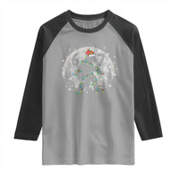 Funny Bigfoot 67 Christmas Night Stroll Moon Sasquatch Raglan Shirt - Wonder Print Shop