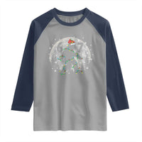 Funny Bigfoot 67 Christmas Night Stroll Moon Sasquatch Raglan Shirt - Wonder Print Shop
