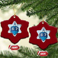 Funny Hanukkah 67 Ceramic Ornament Six Seven Meme Dreidel Star Of David - Wonder Print Shop