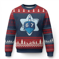 Funny Hanukkah 67 Ugly Christmas Sweater Six Seven Meme Dreidel Star Of David - Wonder Print Shop
