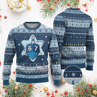 Funny Chanukah 67 Hanukkah Ugly Sweater Six Seven Meme Dreidel Star Of David - Wonder Print Shop