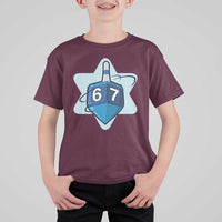 Funny Hanukkah 67 T Shirt For Kid Six Seven Meme Dreidel Star Of David - Wonder Print Shop