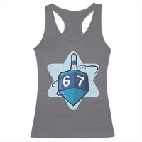 Funny Hanukkah 67 Racerback Tank Top Six Seven Meme Dreidel Star Of David - Wonder Print Shop