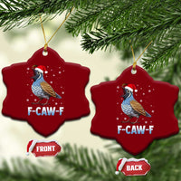 Funny F Caw F Quail Christmas Ceramic Ornament Cartoon Quail Bird Santa Hat Poultry Humor - Wonder Print Shop