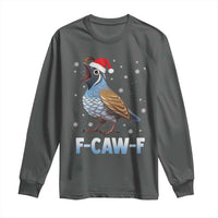 Funny F Caw F Quail Christmas Long Sleeve Shirt Cartoon Quail Bird Santa Hat Poultry Humor - Wonder Print Shop