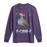 Funny F Caw F Quail Christmas Long Sleeve Shirt Cartoon Quail Bird Santa Hat Poultry Humor - Wonder Print Shop
