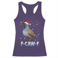 Funny F Caw F Quail Christmas Racerback Tank Top Cartoon Quail Bird Santa Hat Poultry Humor - Wonder Print Shop