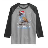 Funny F Caw F Quail Christmas Raglan Shirt Cartoon Quail Bird Santa Hat Poultry Humor - Wonder Print Shop