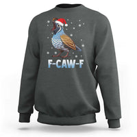 Funny F Caw F Quail Christmas Sweatshirt Cartoon Quail Bird Santa Hat Poultry Humor - Wonder Print Shop