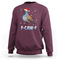 Funny F Caw F Quail Christmas Sweatshirt Cartoon Quail Bird Santa Hat Poultry Humor - Wonder Print Shop