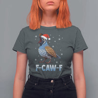 Funny F Caw F Quail Christmas T Shirt For Women Cartoon Quail Bird Santa Hat Poultry Humor - Wonder Print Shop