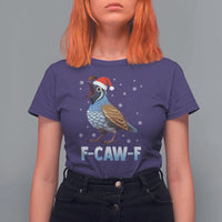 Funny F Caw F Quail Christmas T Shirt For Women Cartoon Quail Bird Santa Hat Poultry Humor - Wonder Print Shop