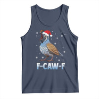 Funny F Caw F Quail Christmas Tank Top Cartoon Quail Bird Santa Hat Poultry Humor - Wonder Print Shop