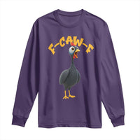Funny F Caw F Guinea Fowl Long Sleeve Shirt Cartoon Guinea Bird Poultry Humor - Wonder Print Shop