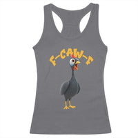 Funny F Caw F Guinea Fowl Racerback Tank Top Cartoon Guinea Bird Poultry Humor - Wonder Print Shop